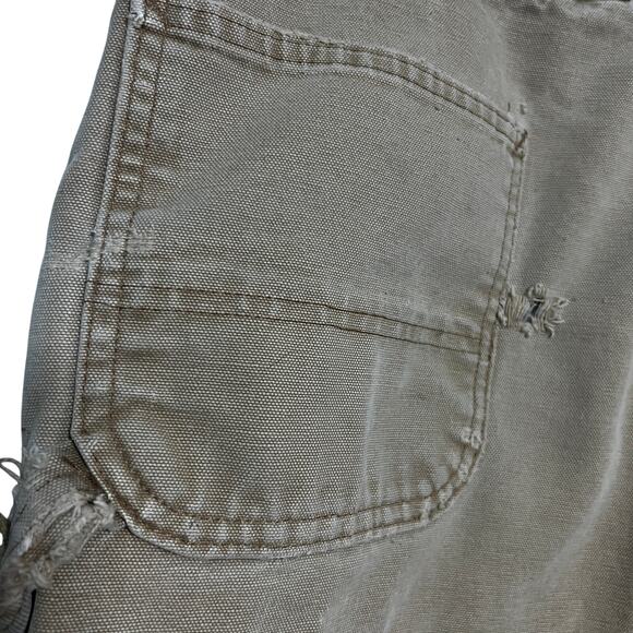 Carhartt Carpenter Work Pants Sz 38x34 Tan Flannel Lined Distressed Vintage Y2K - Picture 11 of 15